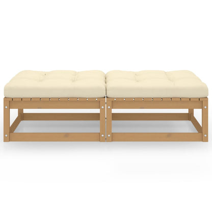 Garten-Fußhocker mit Kissen 2 Stk. Massivholz Kiefer