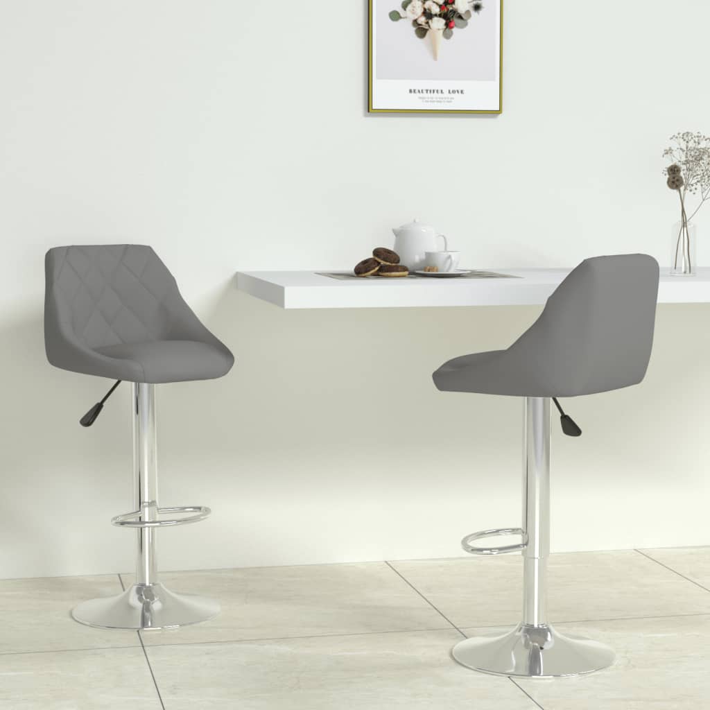 Barhocker 2 Stk. Grau Kunstleder