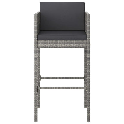 Barhocker 2 Stk. mit Kissen Grau Poly Rattan