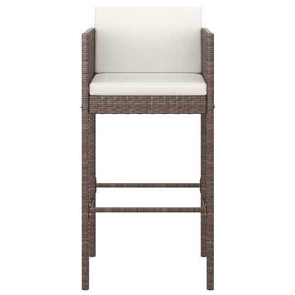 Barhocker 4 Stk. mit Kissen Braun Poly Rattan