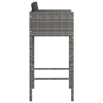 Barhocker 4 Stk. mit Kissen Grau Poly Rattan