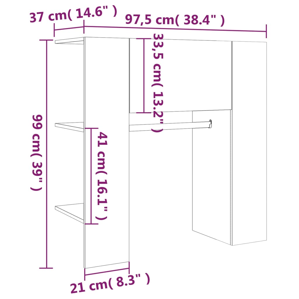 Flurschrank Sonoma-Eiche 97,5x37x99 cm Holzwerkstoff