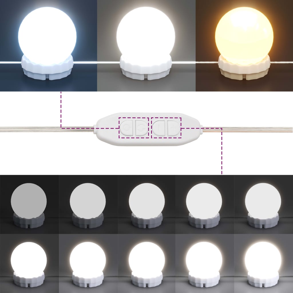 Schminktisch mit LED Hochglanz-Weiß 74,5x40x141 cm