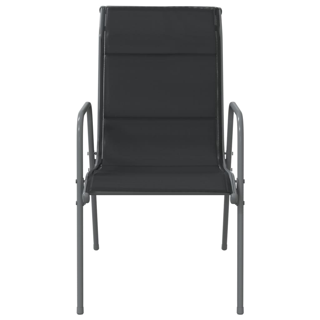 Gartenstühle 2 Stk. Stahl und Textilene Schwarz