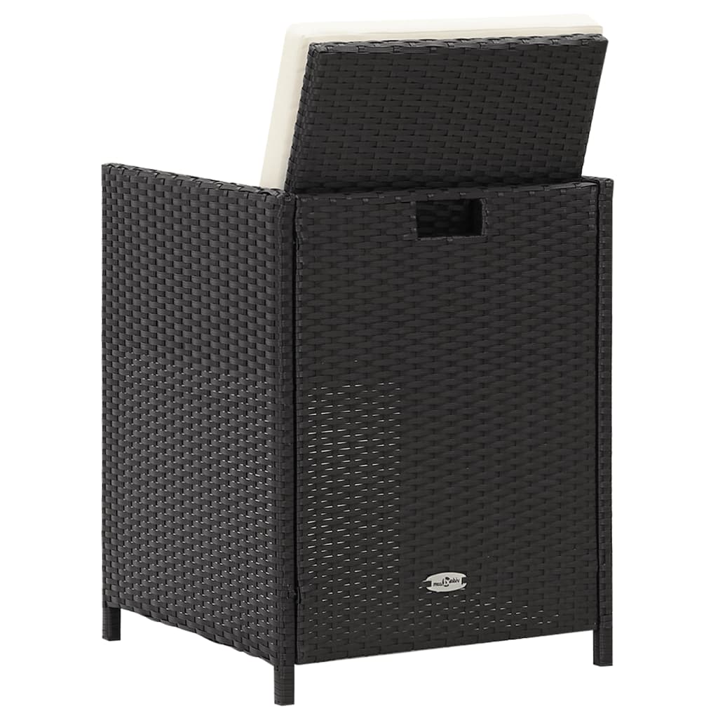 Garten-Essstühle mit Kissen 4 Stk. Schwarz Poly Rattan