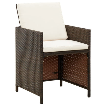 Garten-Essstühle mit Kissen 4 Stk. Braun Poly Rattan