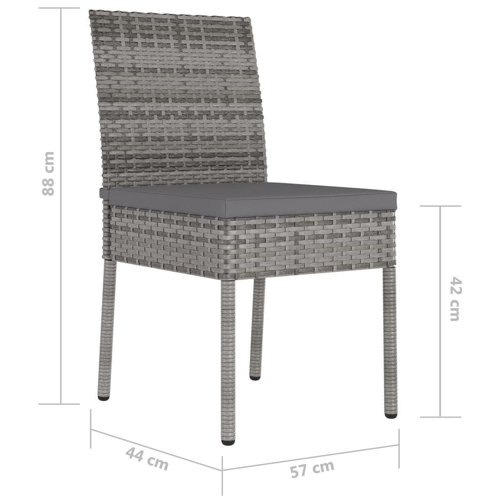 Garten-Essstühle 2 Stk. Poly Rattan Grau