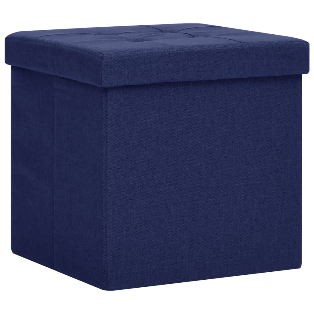 Hocker mit Stauraum Blau Leinenoptik