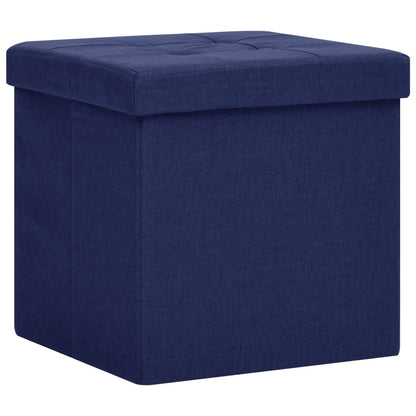 Hocker mit Stauraum Blau Leinenoptik