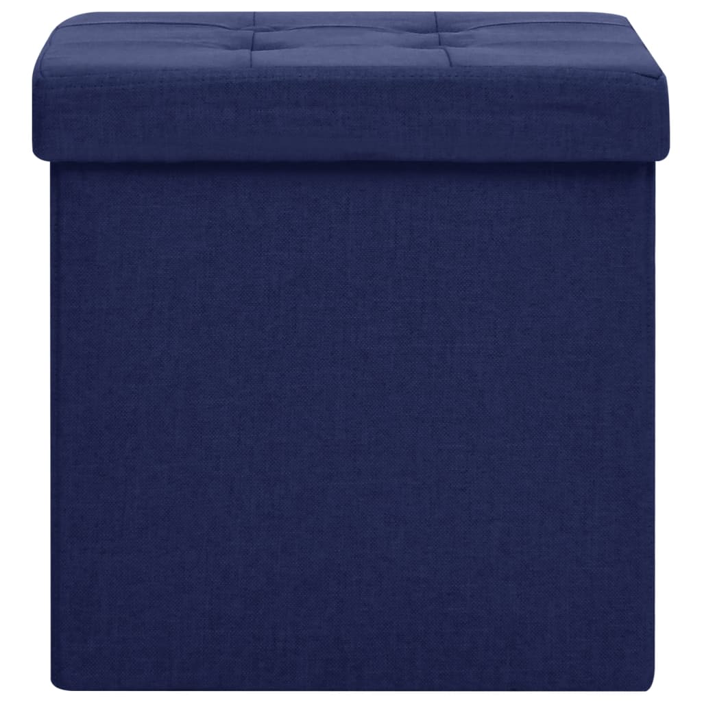Hocker mit Stauraum Blau Leinenoptik