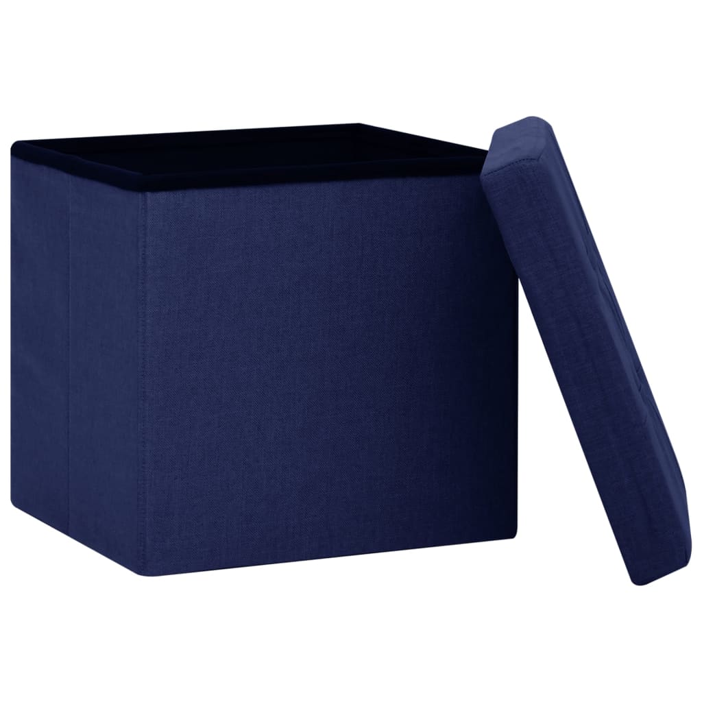 Hocker mit Stauraum Blau Leinenoptik