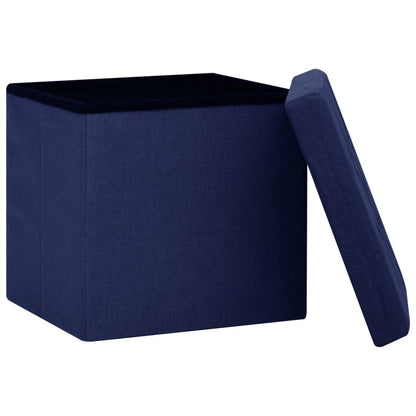 Hocker mit Stauraum Blau Leinenoptik