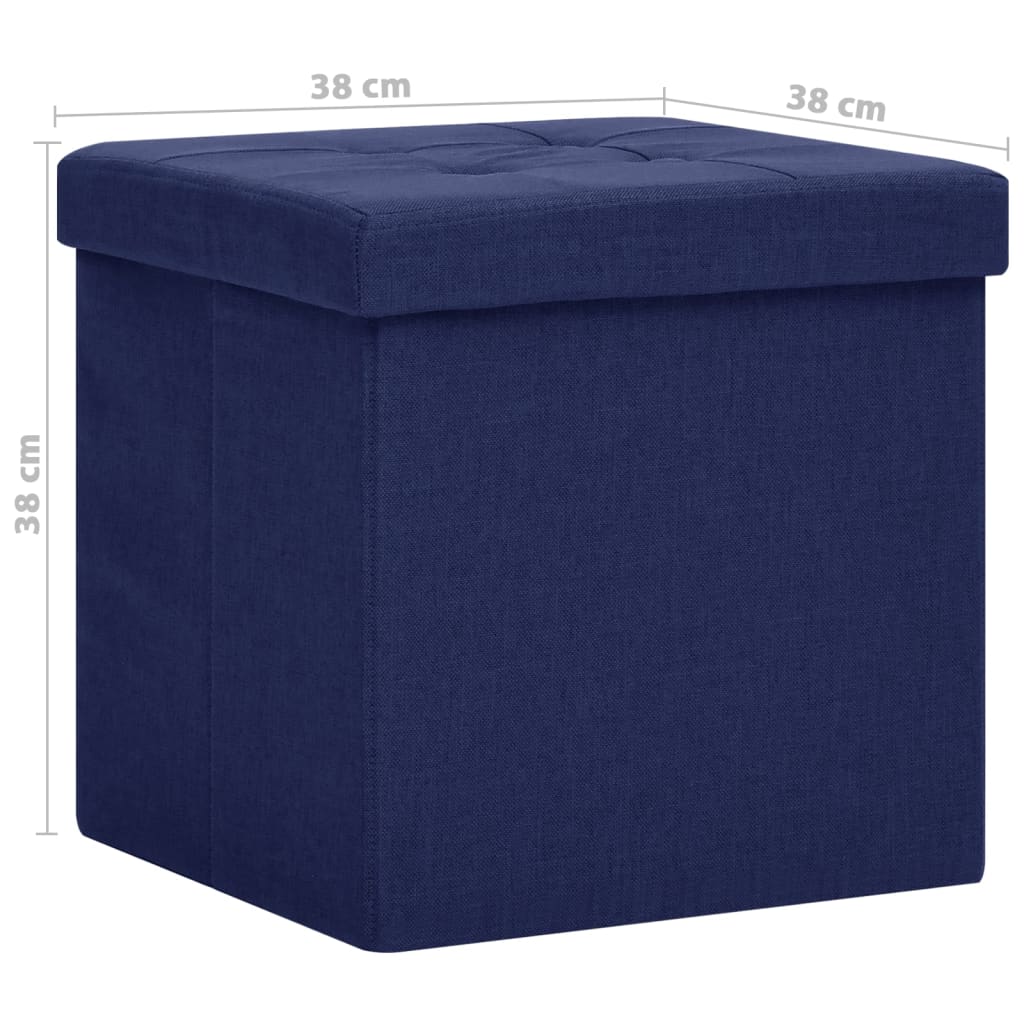 Hocker mit Stauraum Blau Leinenoptik