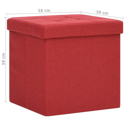 Hocker mit Stauraum 2 Stk. Weinrot Leinenoptik