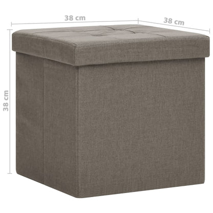 Hocker mit Stauraum 2 Stk. Taupe Leinenoptik