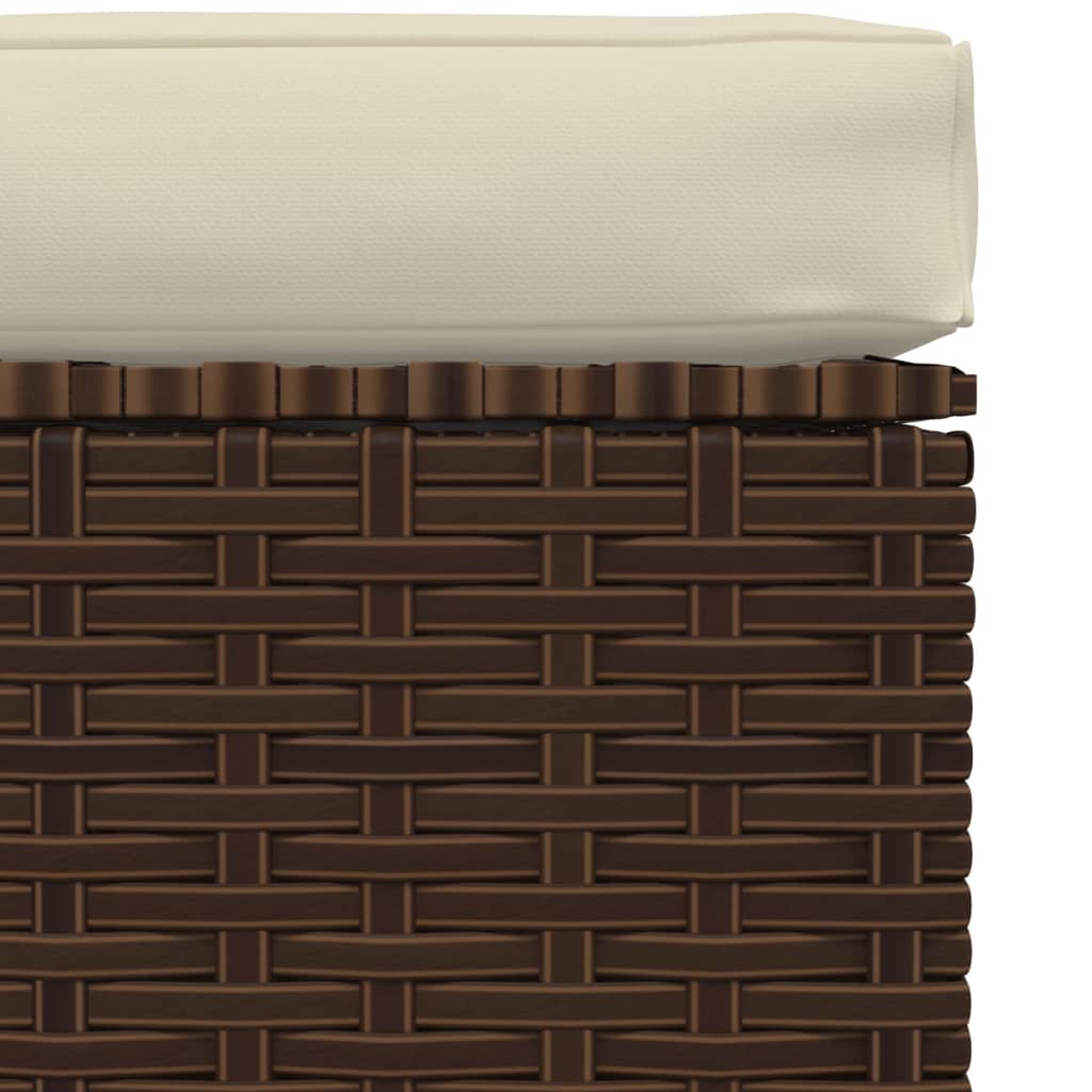 Gartenhocker mit Kissen Braun 70x70x30 cm Poly Rattan