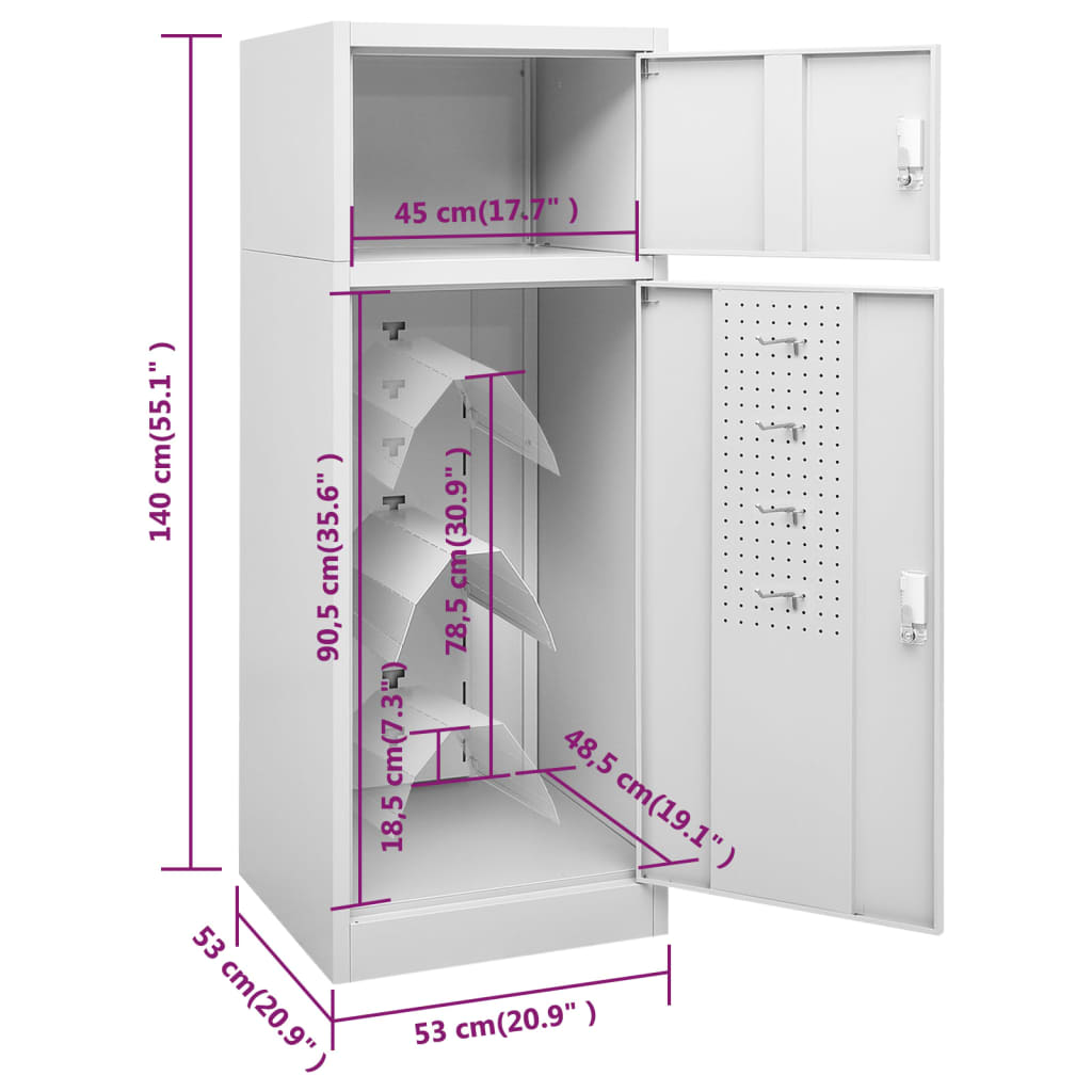 Sattelschrank Hellgrau 53x53x140 cm Stahl