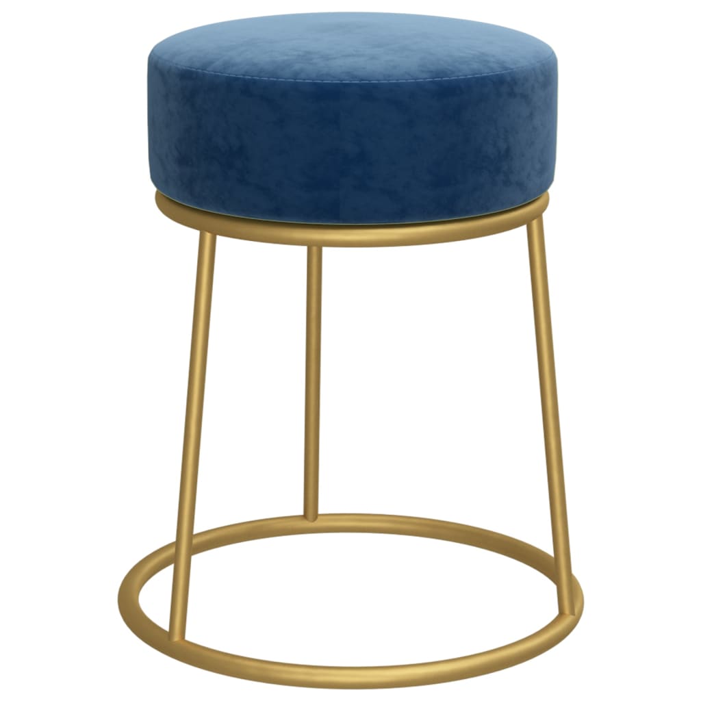 Runder Hocker Blau Samt