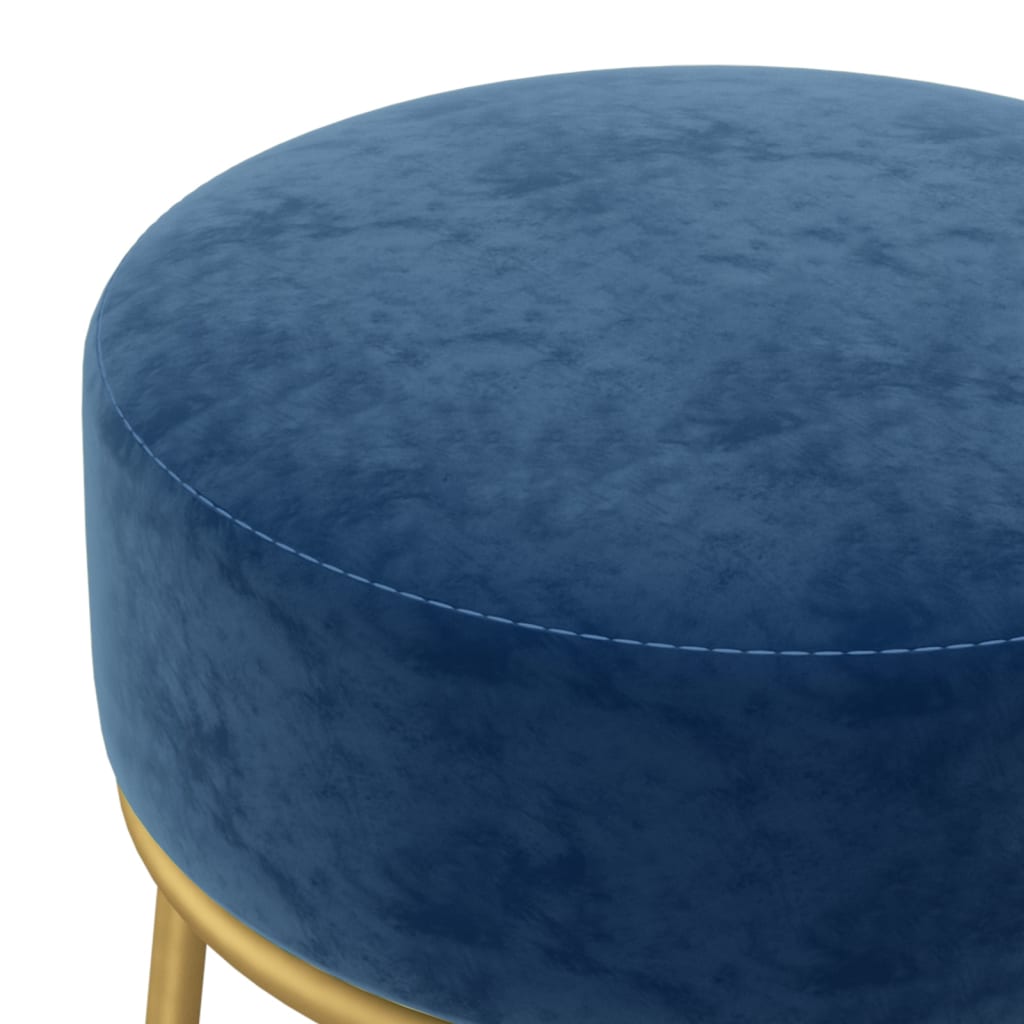 Runder Hocker Blau Samt