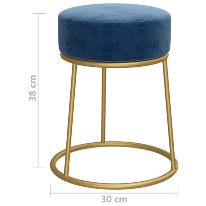 Runder Hocker Blau Samt