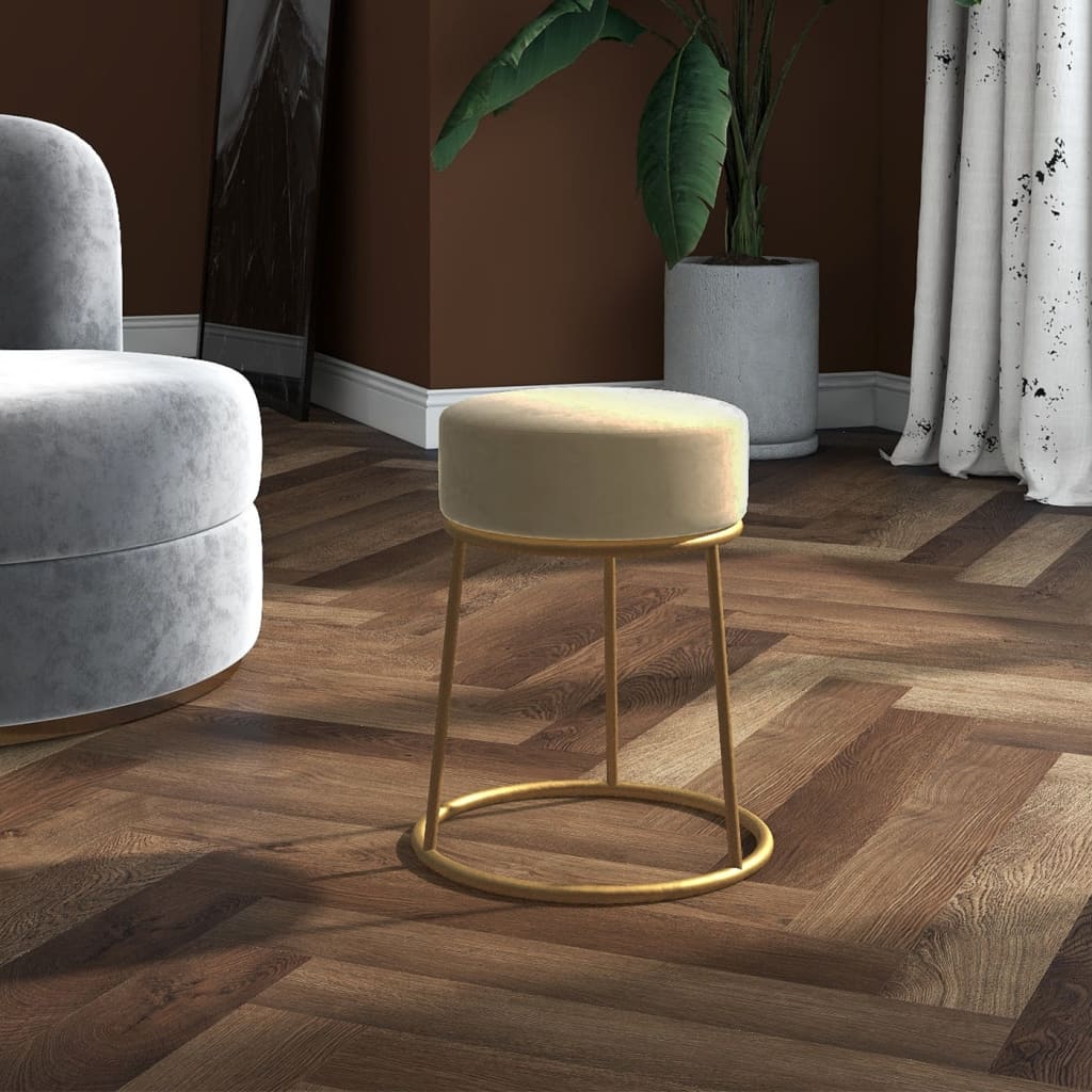 Runder Hocker Dunkelgrau Samt