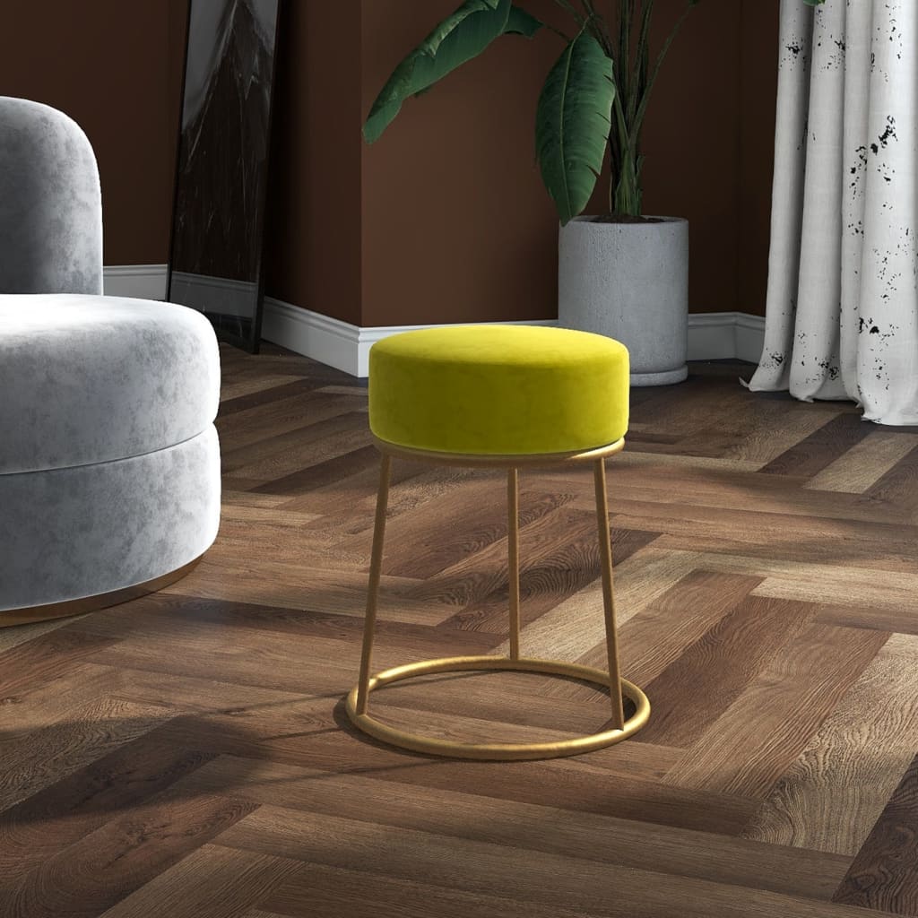 Runder Hocker Senfgrün Samt