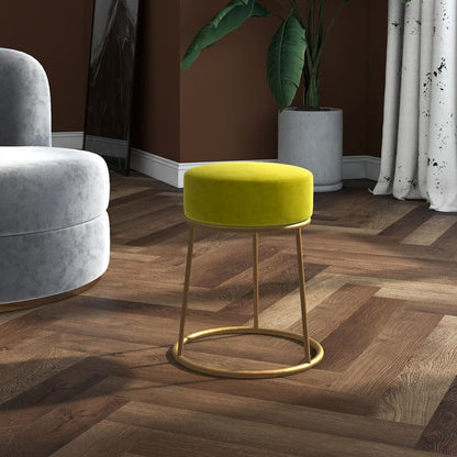 Runder Hocker Senfgrün Samt