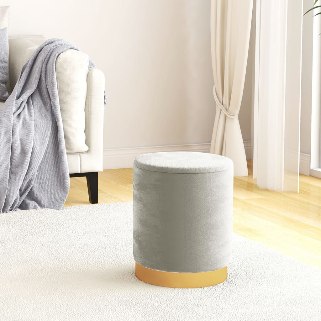Runder Aufbewahrungshocker Hellgrau Samt 31 x 37 cm