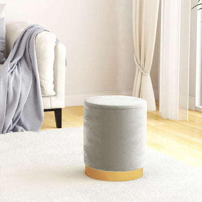 Runder Aufbewahrungshocker Hellgrau Samt 31 x 37 cm