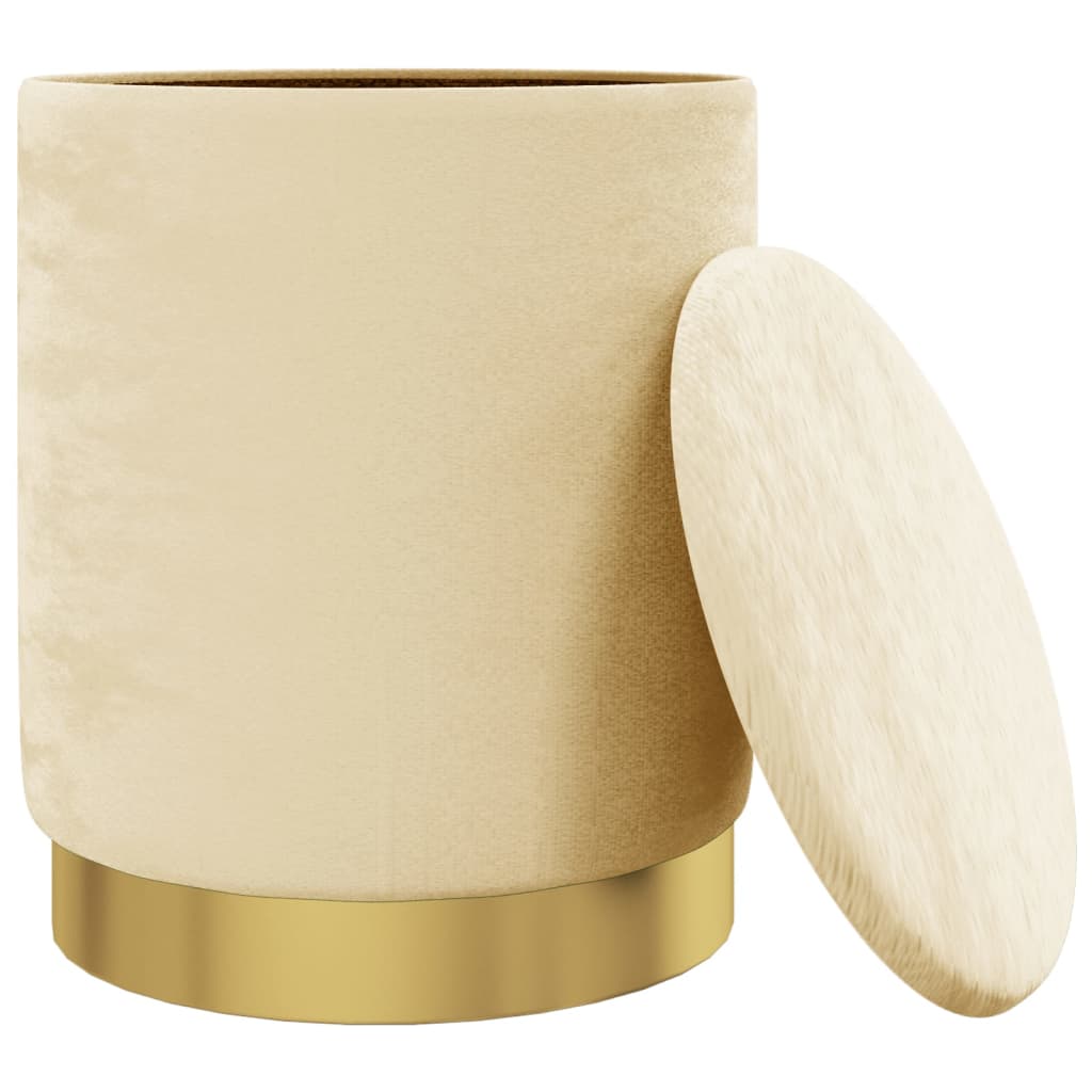 Runder Aufbewahrungshocker Aprikose Samt 31 x 37 cm