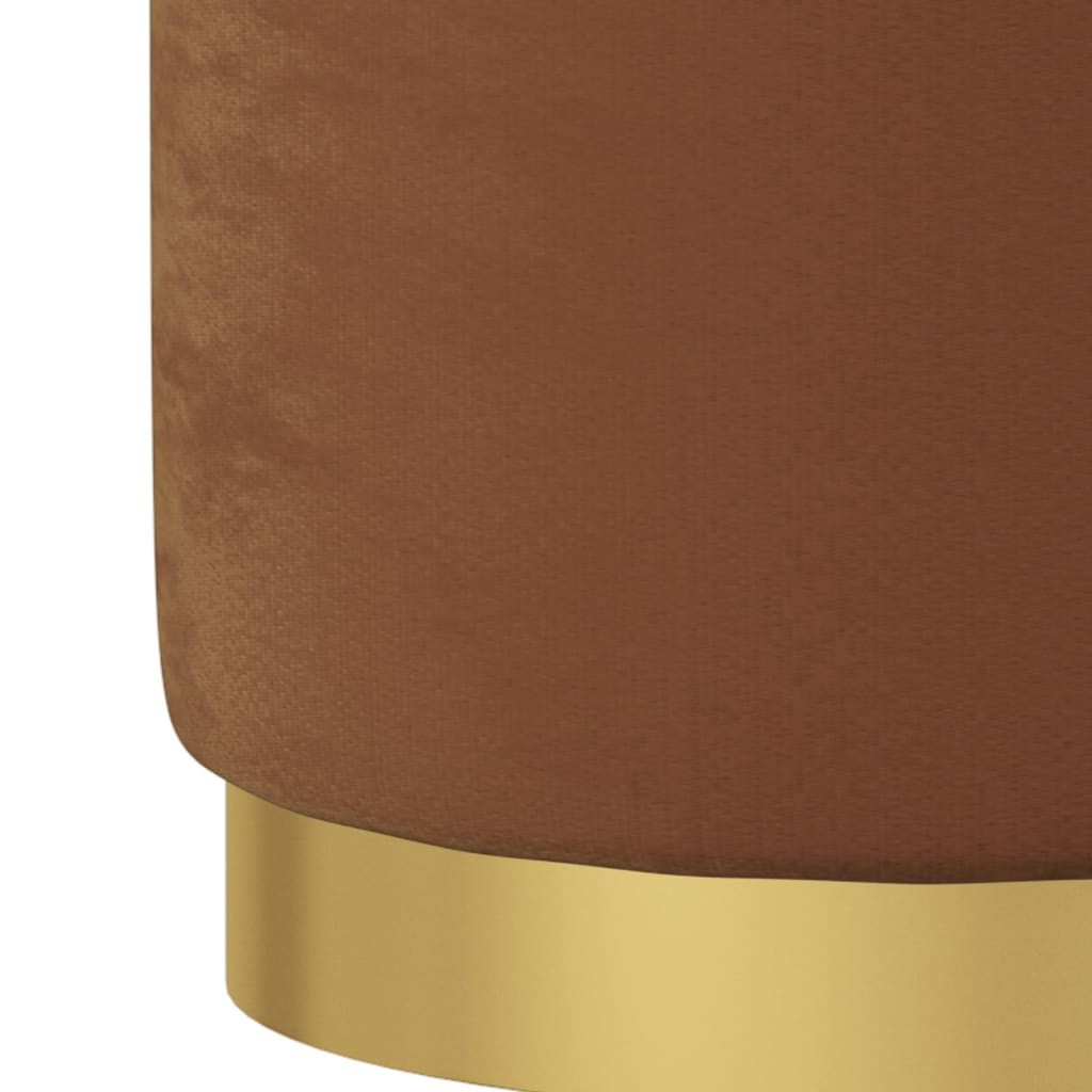 Runder Aufbewahrungshocker Braun Samt 31 x 37 cm