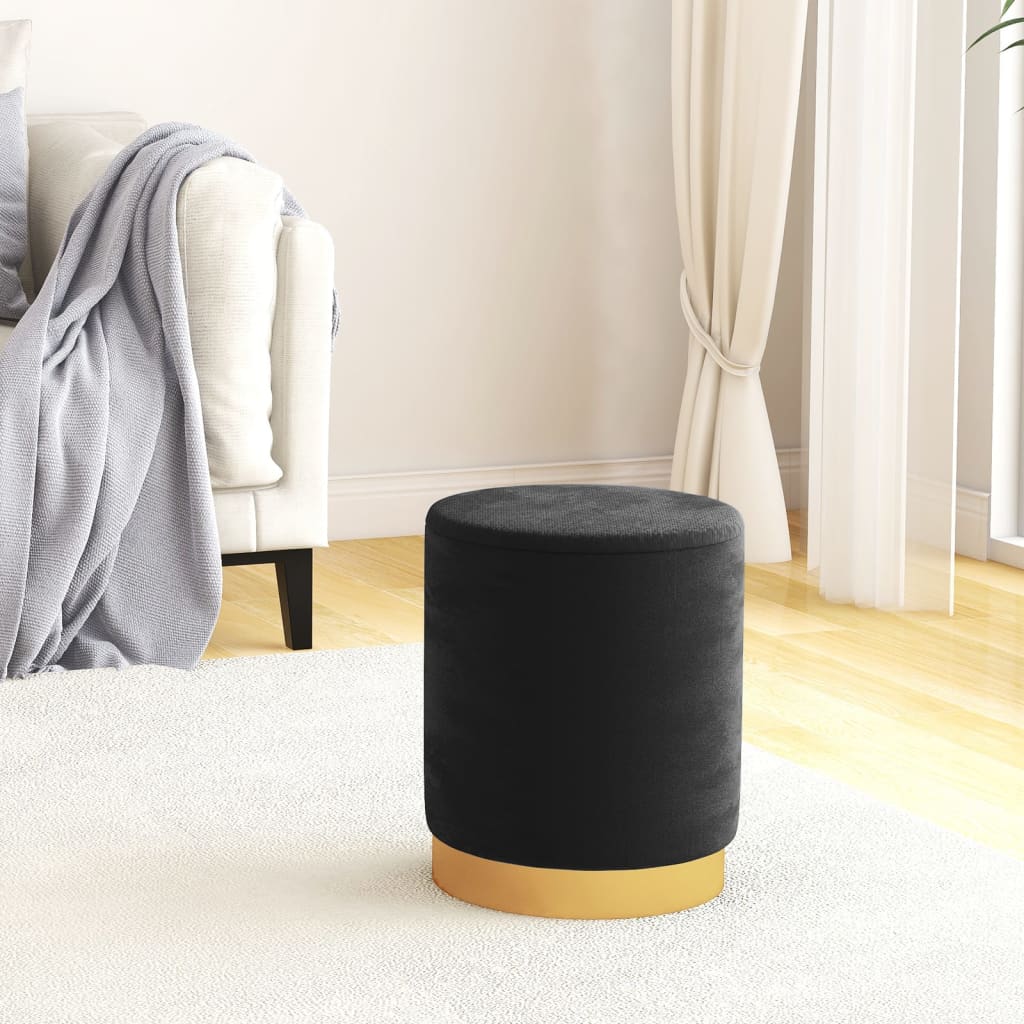 Runder Aufbewahrungshocker Schwarz Samt 31 x 37 cm