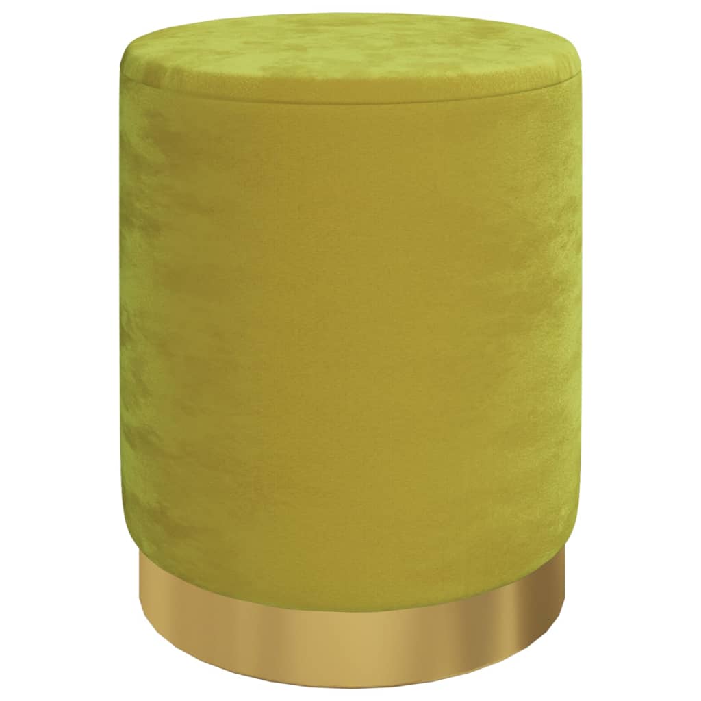 Runder Aufbewahrungshocker Senfgrün Samt 31 x 37 cm