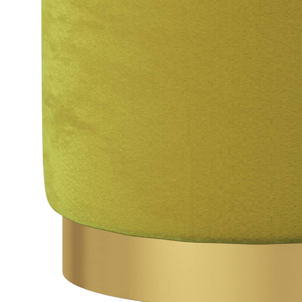 Runder Aufbewahrungshocker Senfgrün Samt 31 x 37 cm
