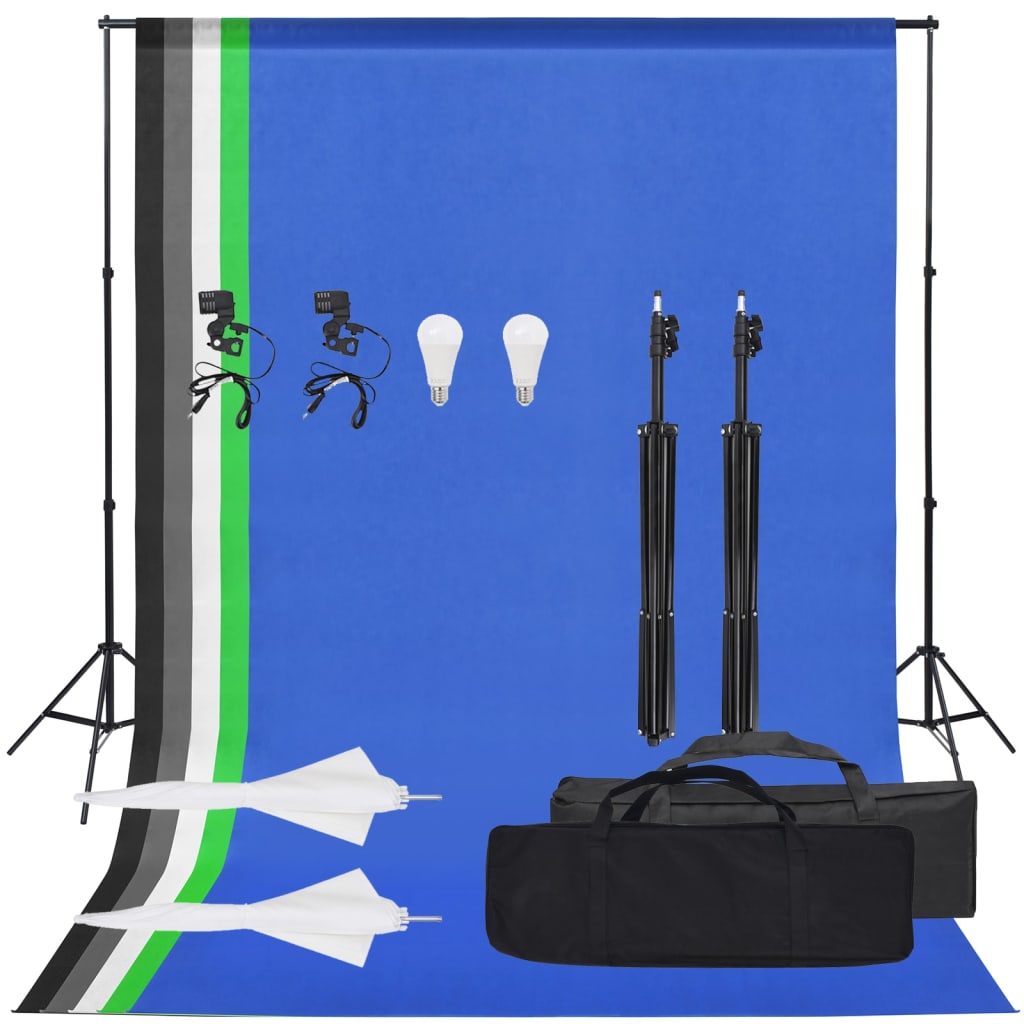 Fotostudio-Set mit Beleuchtung und Hintergrund