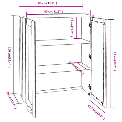 Highboard-Oberteil HAMAR Honigbraun 85x35x100 cm Massivholz