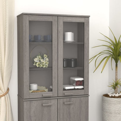 Highboard-Oberteil HAMAR Hellgrau 85x35x100 cm Massivholz