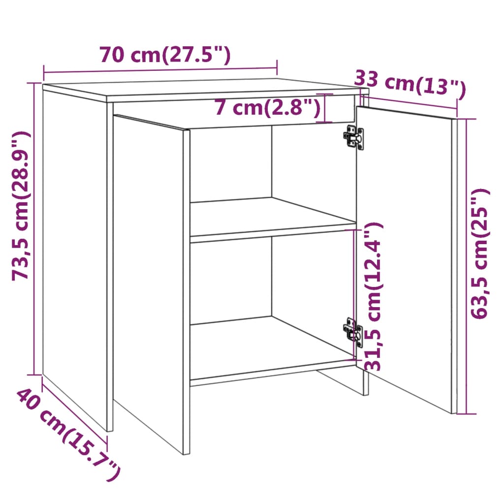 Sideboard Sonoma-Eiche 70x41x75 cm Holzwerkstoff