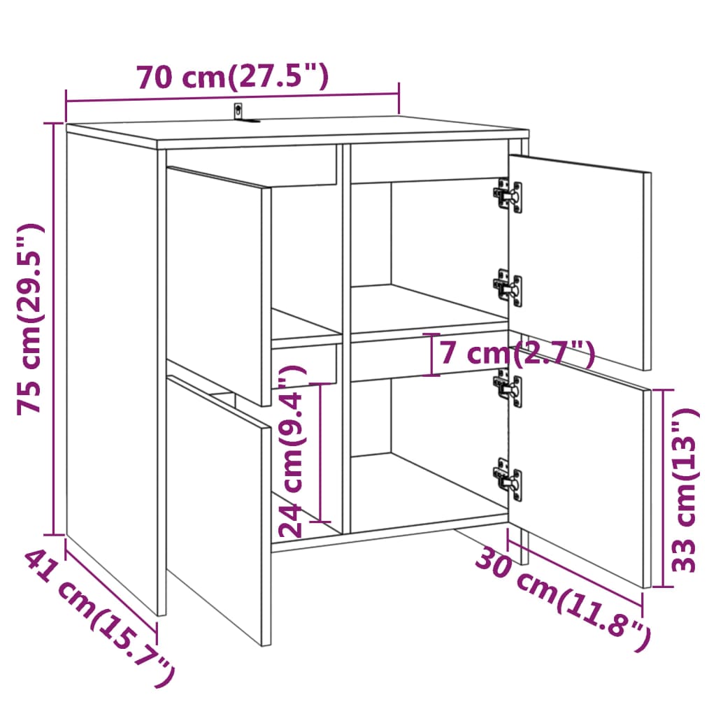 Sideboard Sonoma-Eiche 70x41x75 cm Holzwerkstoff