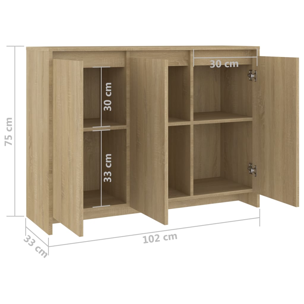 Sideboard Sonoma-Eiche 102x33x75 cm Holzwerkstoff