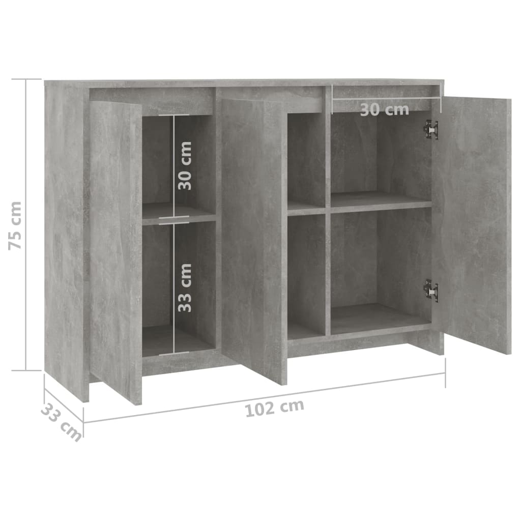 Sideboard Betongrau 102x33x75 cm