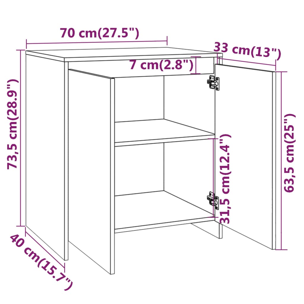 Sideboard Braun Eichen-Optik 70x41x75 cm Holzwerkstoff