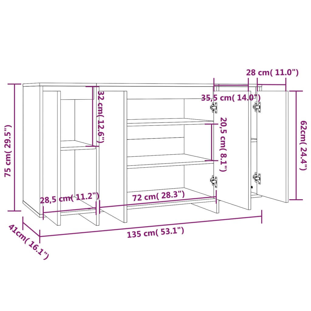 Sideboard Räuchereiche 135x41x75 cm