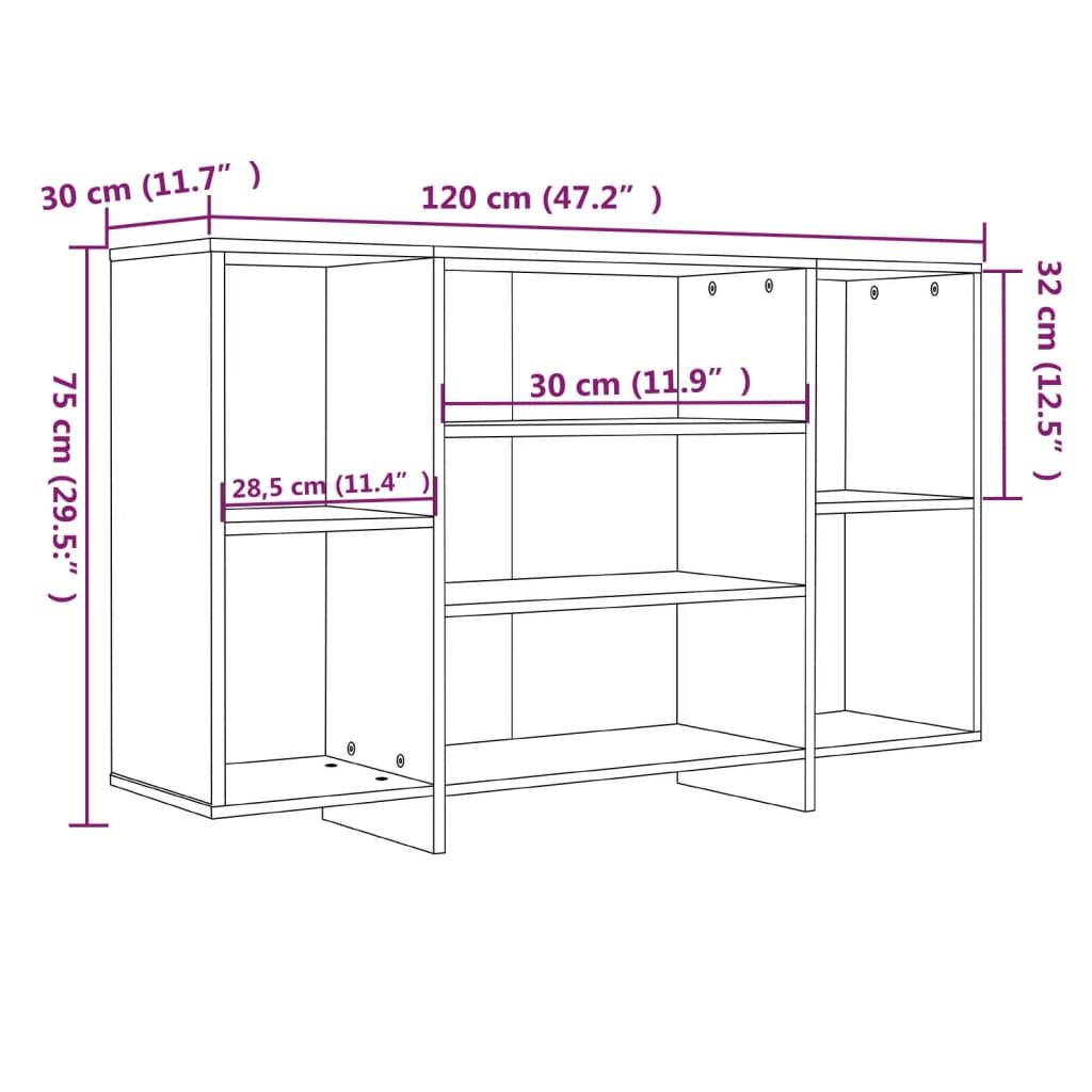 Sideboard Räuchereiche 120x30x75 cm