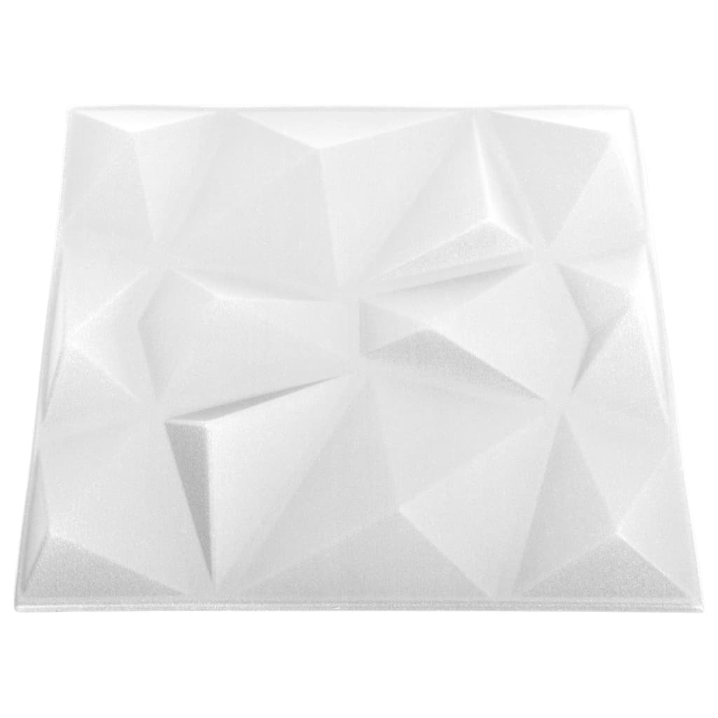 3D-Wandpaneele 24 Stk. 50x50 cm Diamantweiß 6 m²