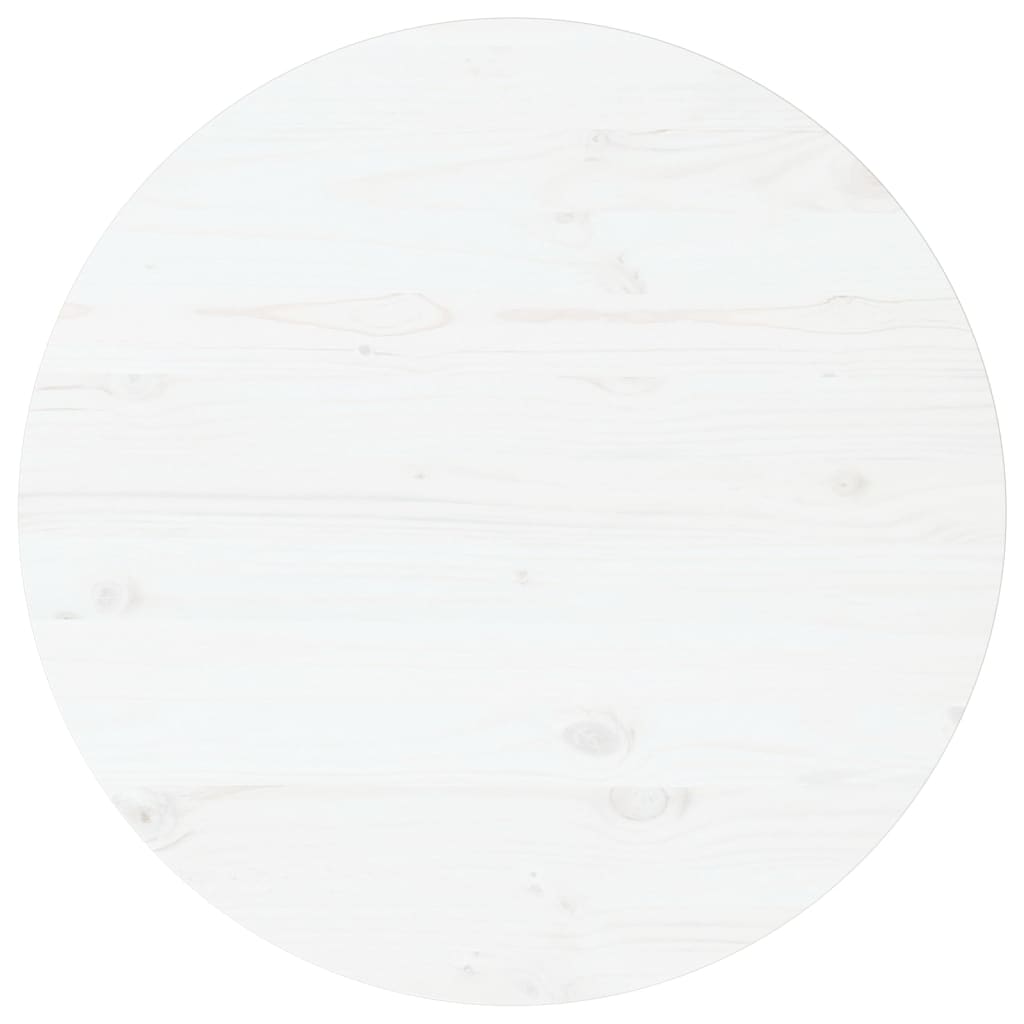 Tischplatte Weiß Ø80x2,5 cm Massivholz Kiefer