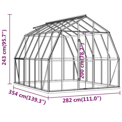 Gewächshaus mit Fundamentrahmen Anthrazit 9,53 m² Aluminimum