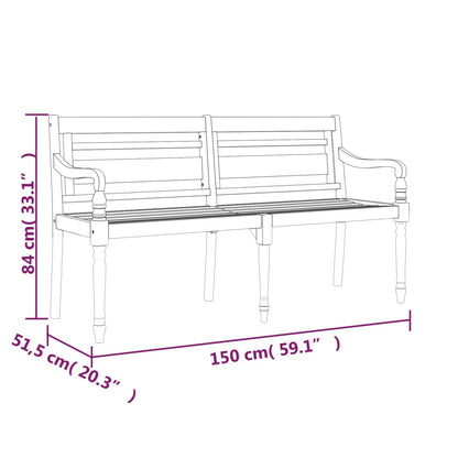 Batavia-Sitzbank 150 cm Massivholz Teak