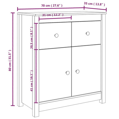 Sideboard Weiß 70x35x80 cm Massivholz Kiefer