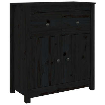 Sideboard Schwarz 70x35x80 cm Massivholz Kiefer